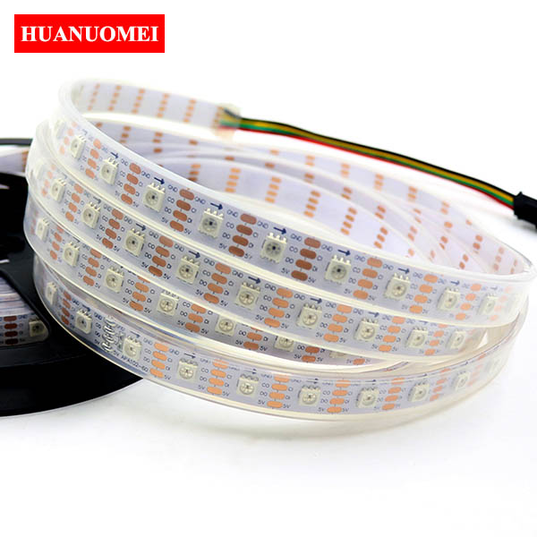 5V 60LEDs APA107 LED Strip Digital RGB LED Pixel Tape Light Addressable 5050 SMD RGB LED Band TV Lamp White PCB Waterproof IP67