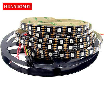 5M 60LEDs/m APA107 LED Strip APA102 5050 SMD RGB LED Pixel Tape Light 5V Addressable Individual Dream Magic Color Black PCB IP65