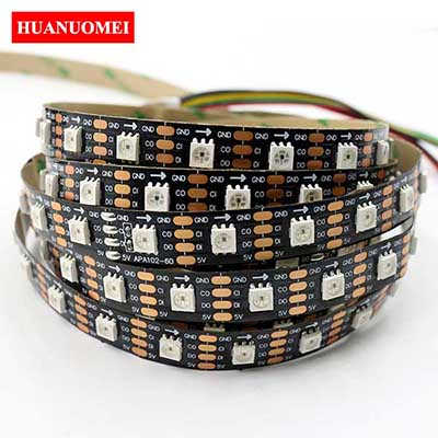 APA107 72LEDs/m RGB LED Strip Light 5V 5050 SMD Digital Flexible Tape 5M/Roll Ambilight TV Lights BLACK PCB Non-waterproof IP20