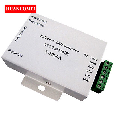 T-1000A LED Pixel Controller SD Card Full Color LED Controller DC5-24V Support WS2801 LPD6803 WS2811 WS2812B UCS1903 TM1804 etc.